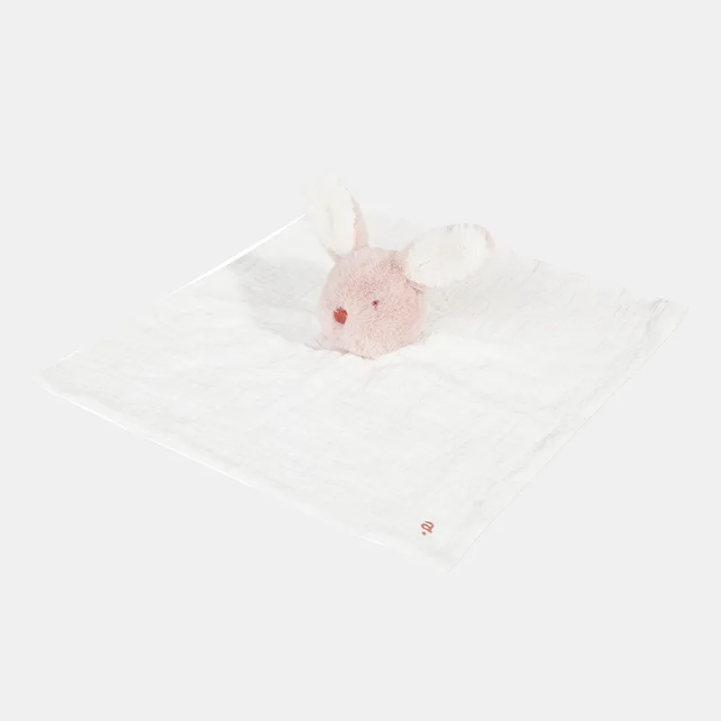 Doudou plat Lapin Fille - Rose clair-1