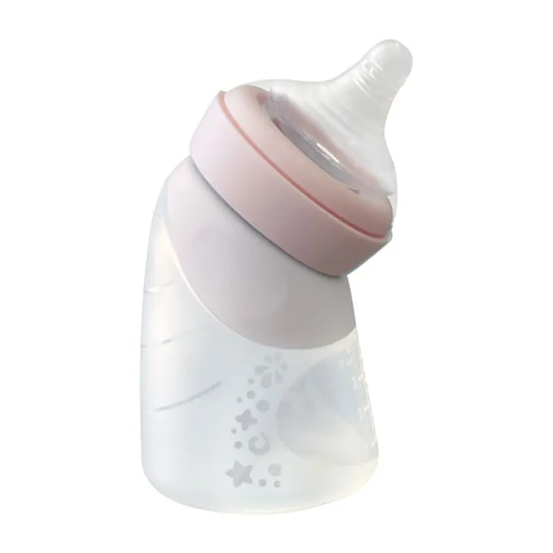 Biberon coudé et cuillère doseuse 120ml Rose - 0m+-1