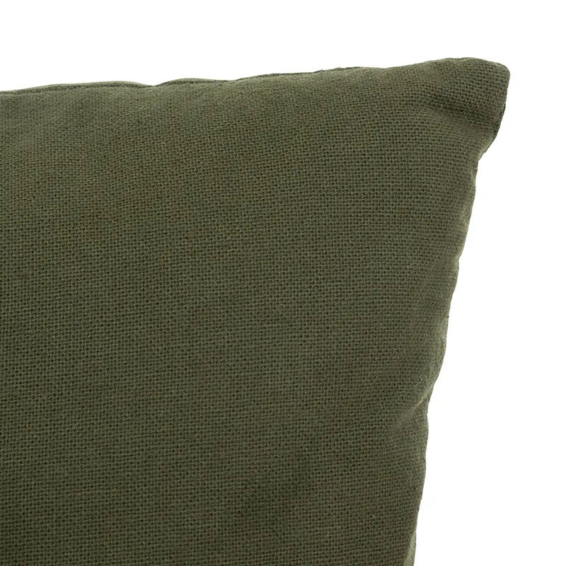 Coussin brodé avec perles Tropical Vert Kaki - 30x30cm-2