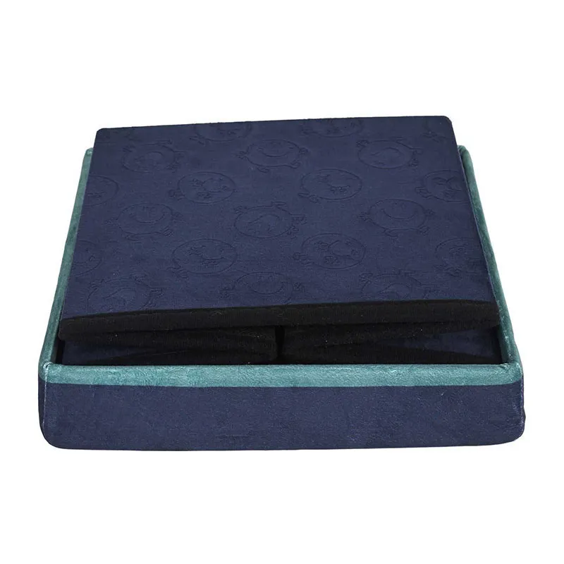 Coffre pouf pliable Monsieur Heureux Bleu - 30x30cm-5