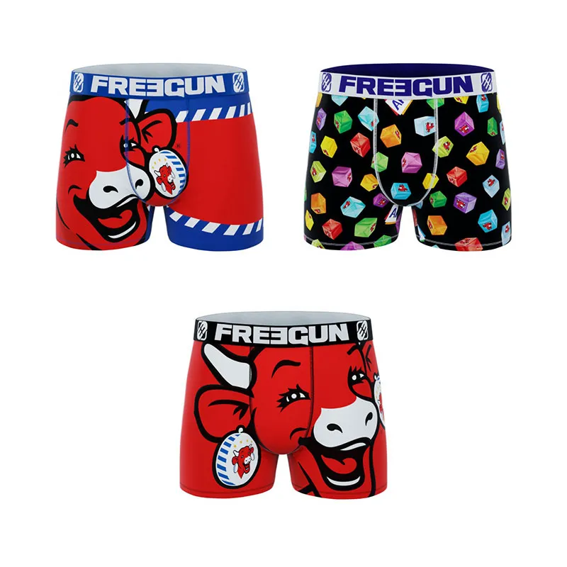3 Boxers Homme La Vache qui Rit - Rouge/Bleu/Blanc/Noir-0