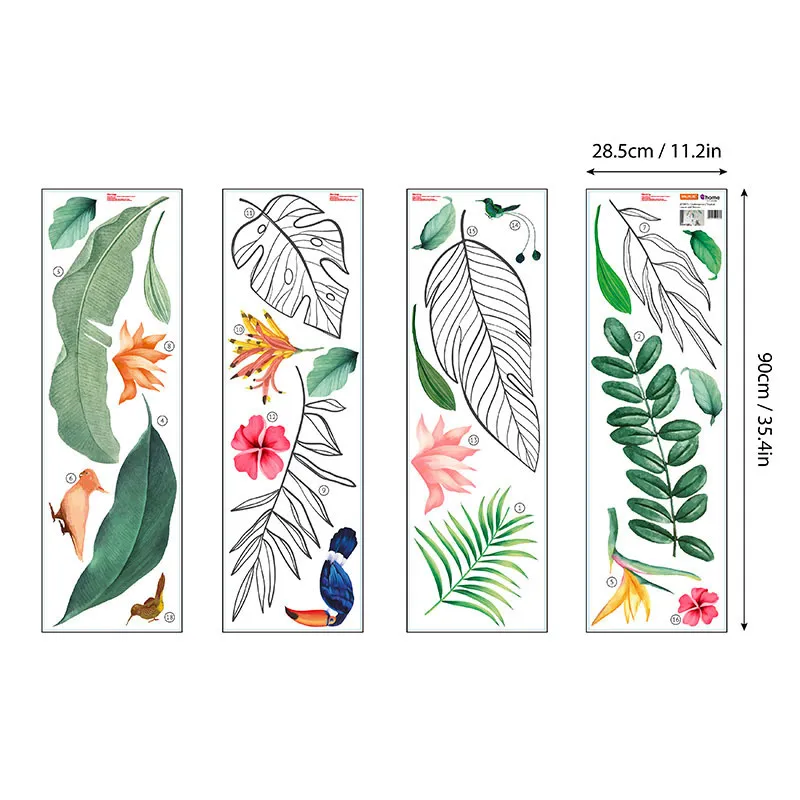 Stickers - Feuilles, fleurs et oiseaux tropicaux-6