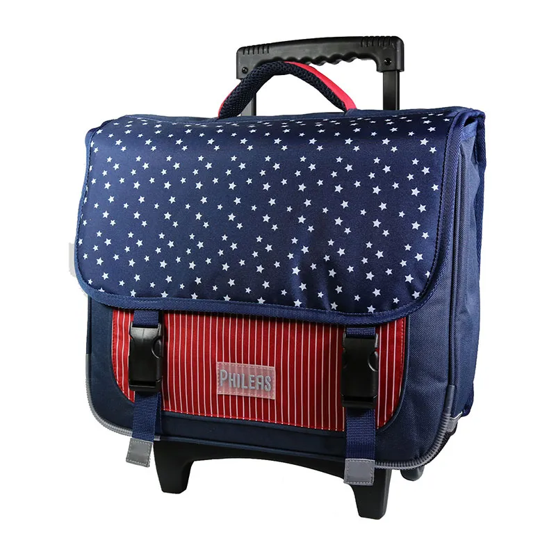 Cartable à roulettes Phileas USA Bleu - 38x34cm-1