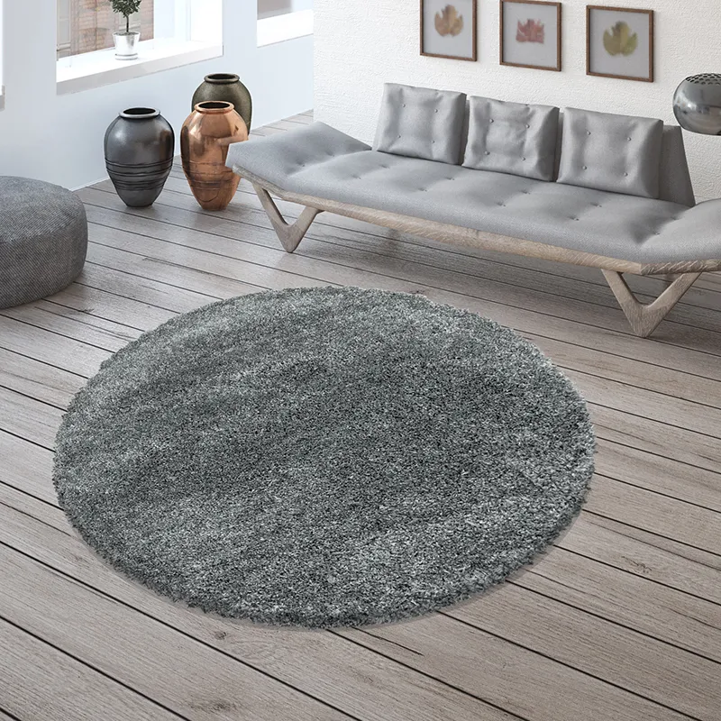 Tapis rond Fluffy Gris clair - Plusieurs dim. dispos-0