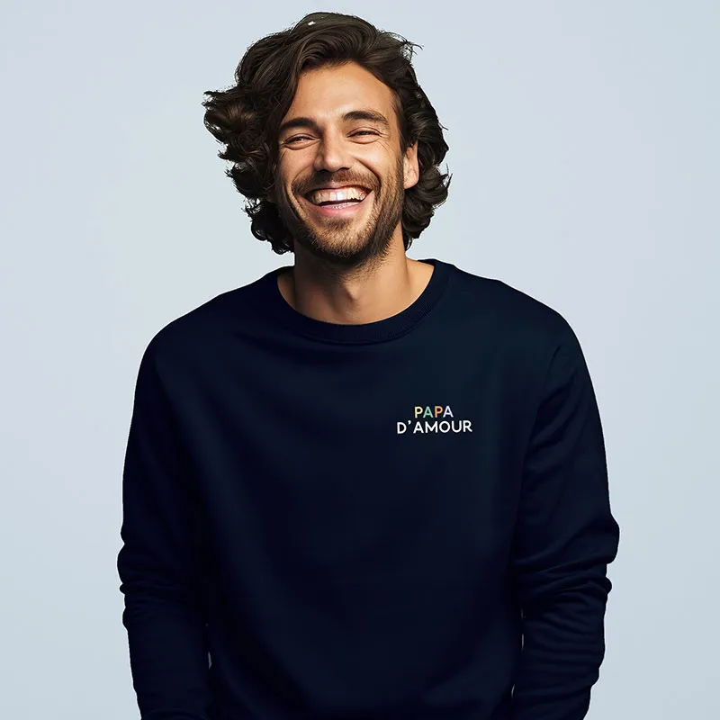 Sweat Papa d'Amour coloré cœur - Navy-0