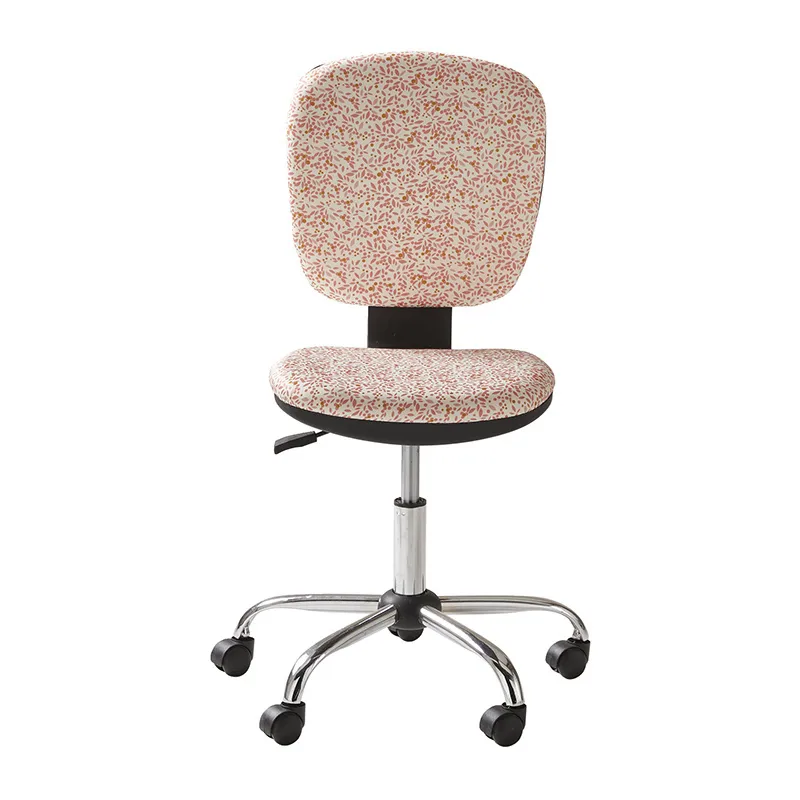 Chaise de bureau à roulettes Fleurs Rose - 81 à 91x42x38cm-0