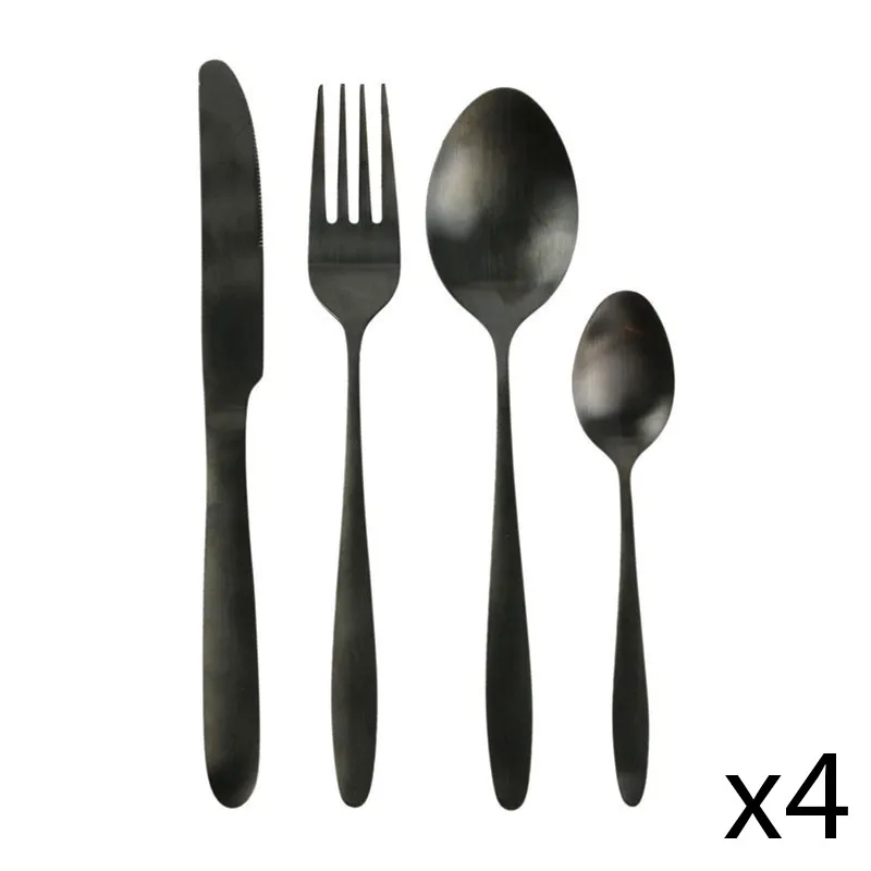 Ménagère de couverts Noir - 16pcs-0