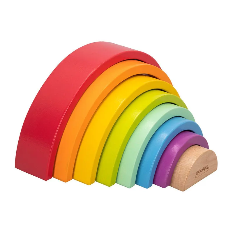 Jeu d'encastrement Arc-en-ciel 8pcs Bois - 18m+-0
