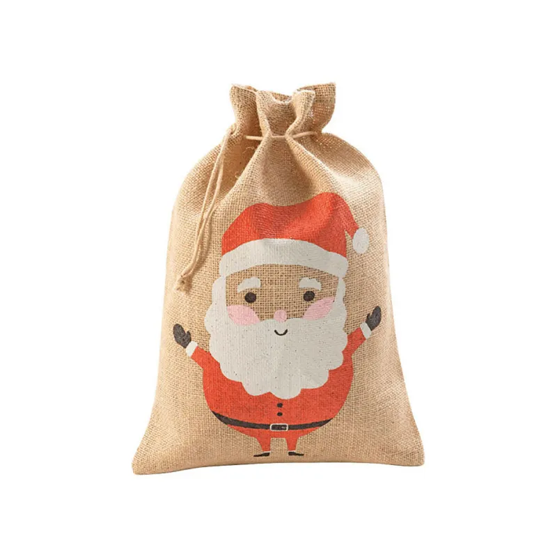 Sac cadeau Père-Noël Jute - 17x25cm-0