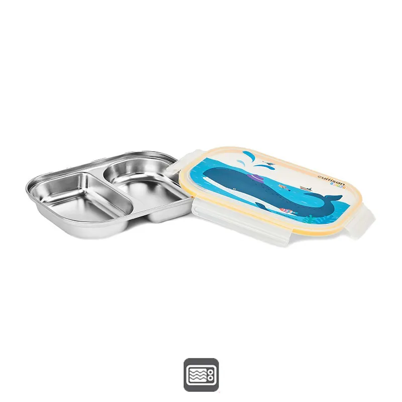 Assiette 2 compart. 850ml acier inox Baleine - 12m+-0
