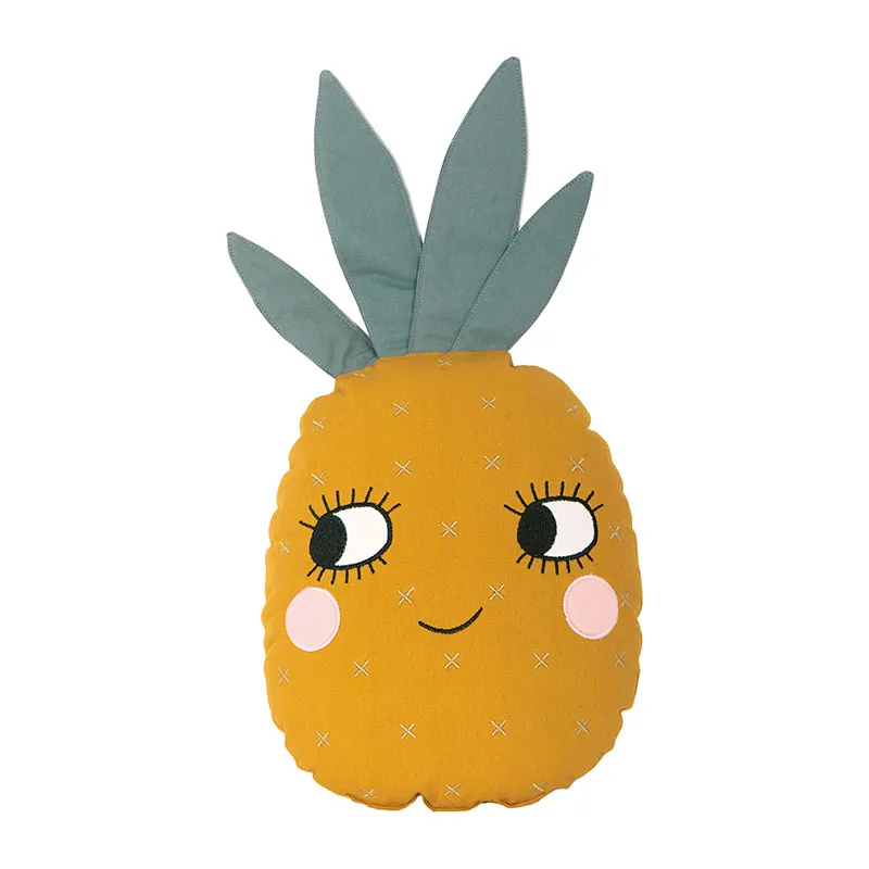 Coussin Coton BIO Ananas Jaune - 56x30cm-0