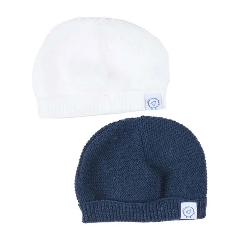 2 Bonnets - Blanc/Marine-0