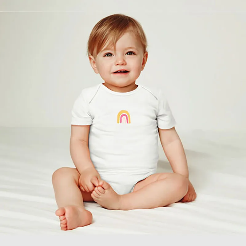3 Bodies MC Coton Bio Rainbow Bébé - Rose/Blanc-1