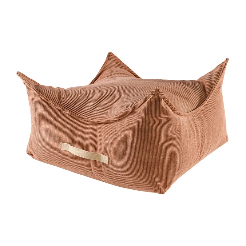 Pouf carré enfant en velours Brique - 60x60x35cm-0