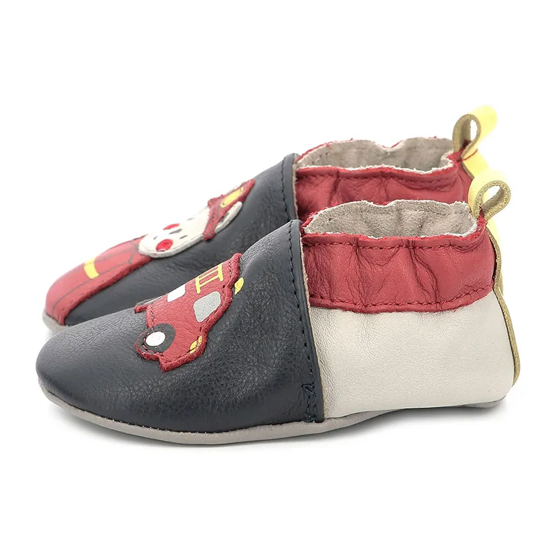 Chaussons cuir Soft Soles Pompier Nounours - Noir-3