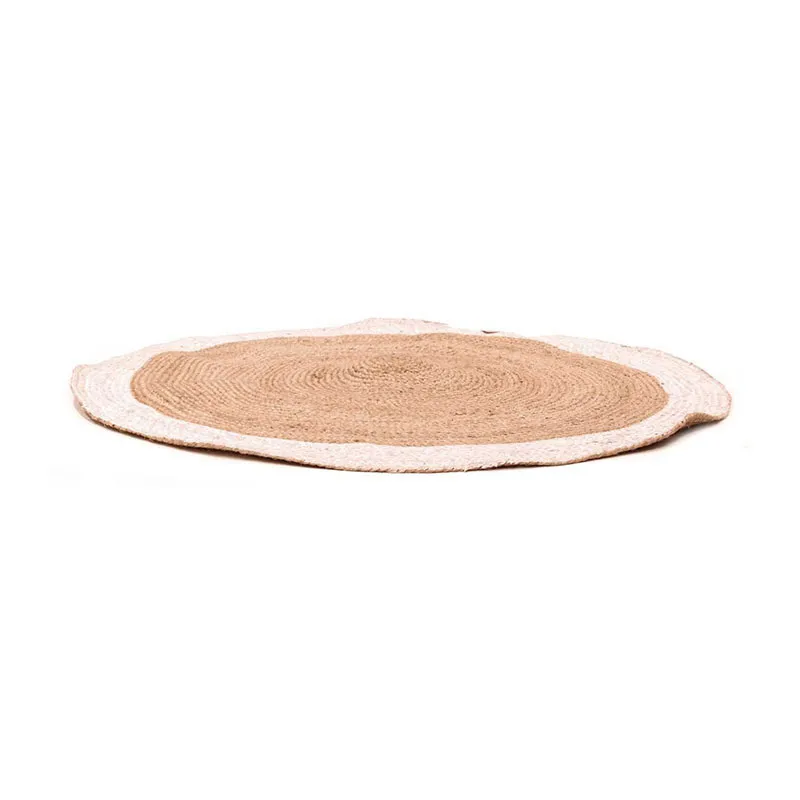 Tapis rond jute bord Blanc - ø120x0.5cm-2