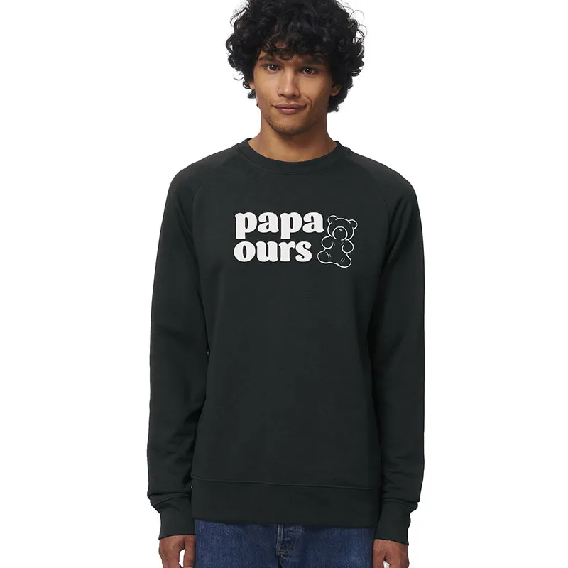 Sweat Homme Papa ours 4 waf - Noir-0