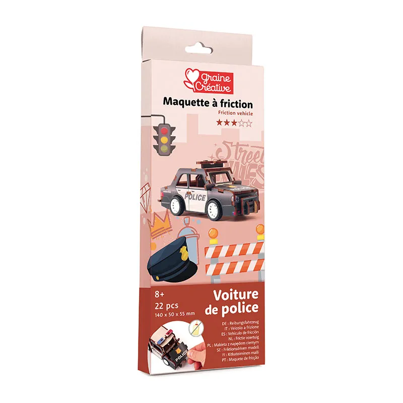 Maquette 3D bois Véhicule police - 8+-2