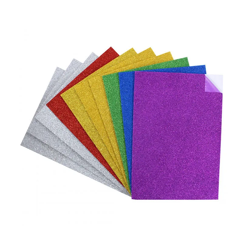 Feuilles mousse EVA adhés. paillet. A4 10pcs - 3+-0