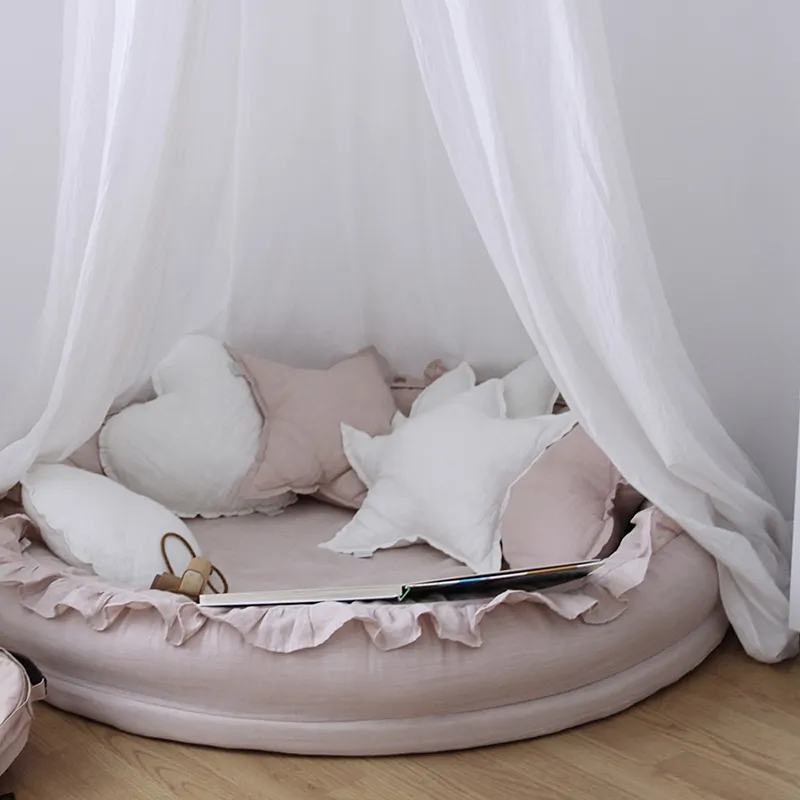 Coussin étoile Lin Rose poudré - ø50cm-2