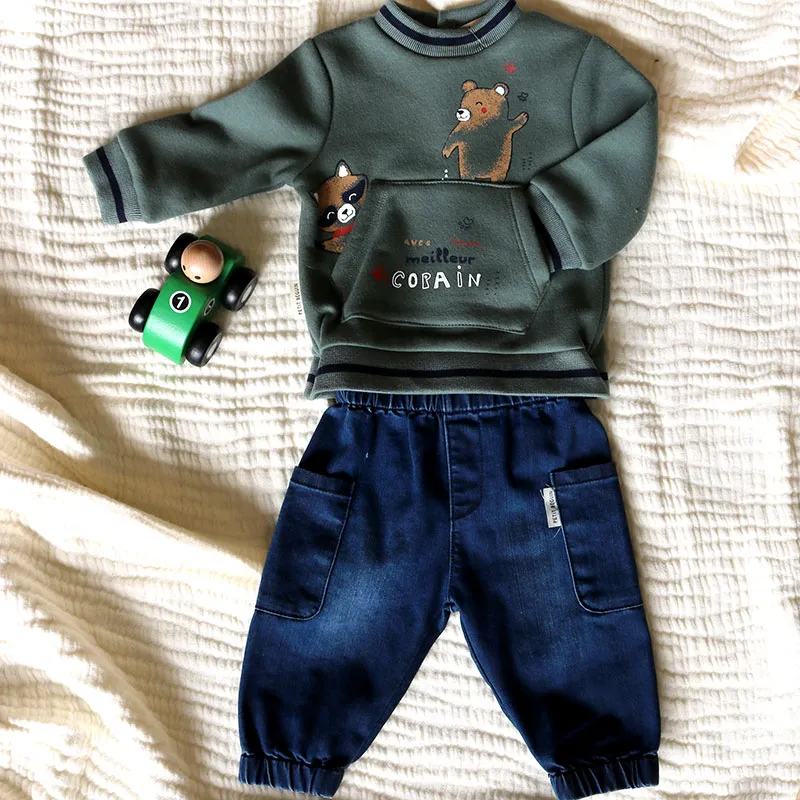 Ensemble sweat + pantalon Meilleur Copain - Vert-0