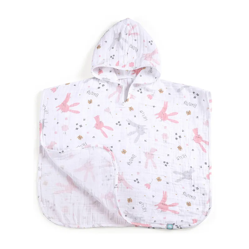 Poncho Lapin Rose - 0-12m-1