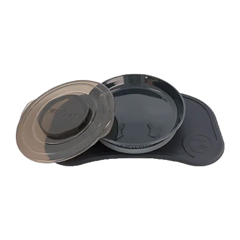 Plateau + Assiette antidérapant Click Mat Mini Noir - 6m+-0