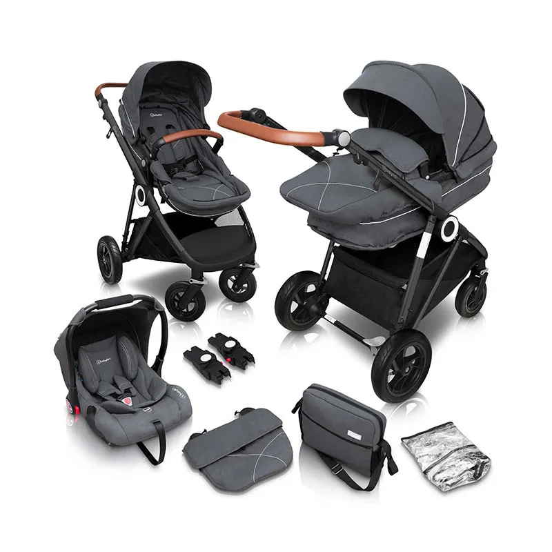 Trio Poussette transformable + Coque Halime Air Gris/Noir - 0m+-8