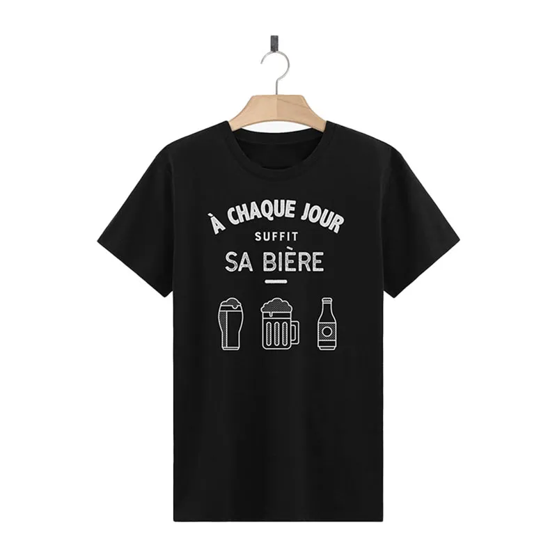 T-shirt Homme BIO À chaque jour suffit sa biere - Noir-0