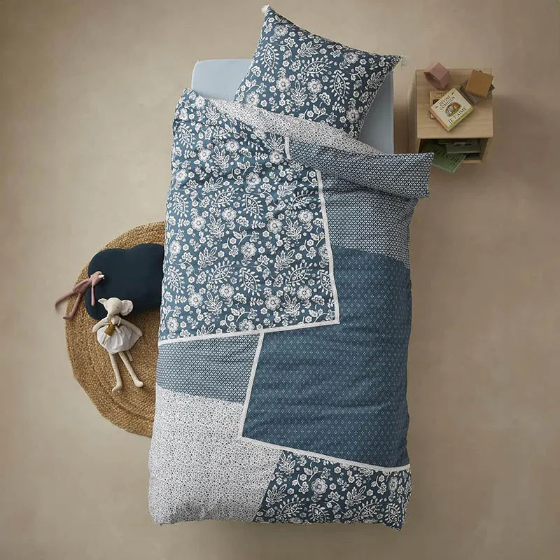 Parure 2pcs Coton caravane Bleu - 140x200cm-0