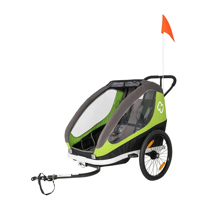 Remorque vélo Traveller Twin Vert/Gris - 6m+-1