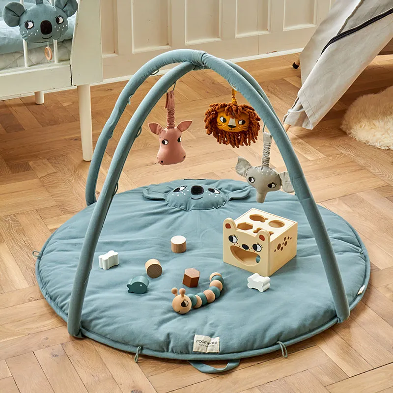 Tapis d'éveil Coton BIO + arche Koala - Bleu-4