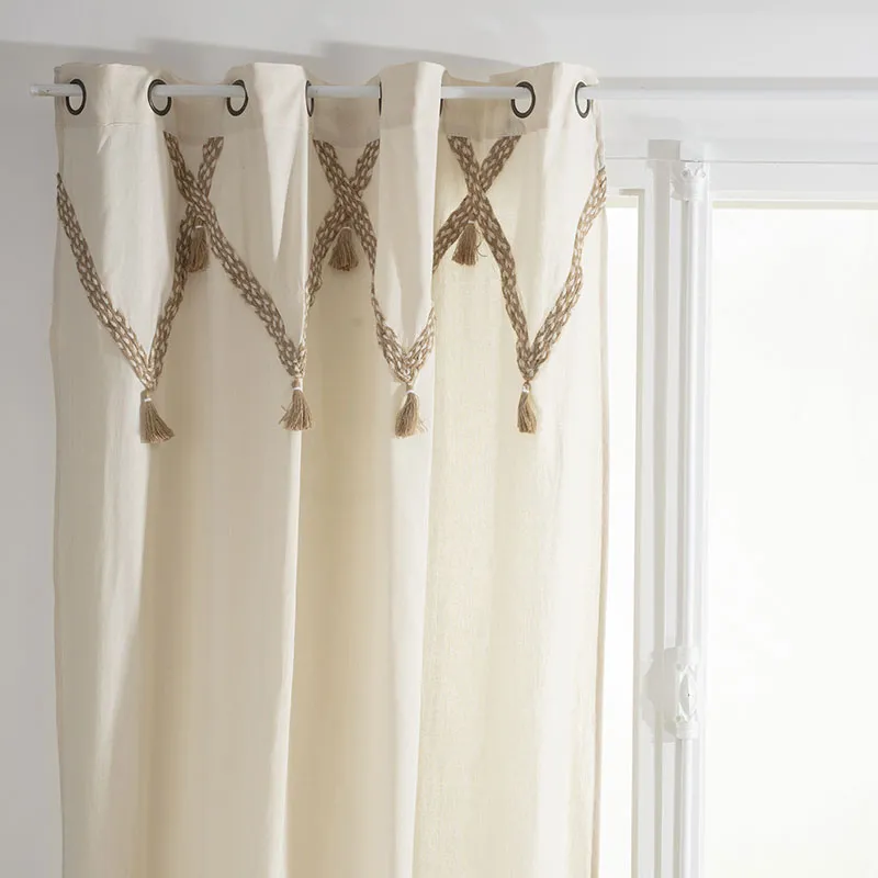 Rideau coton & jute Naturel - 140x260cm-1