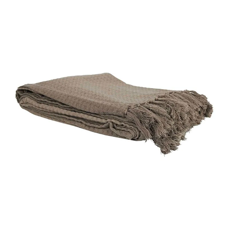 Jeté de canapé Gaufré Taupe - 170x250cm-0