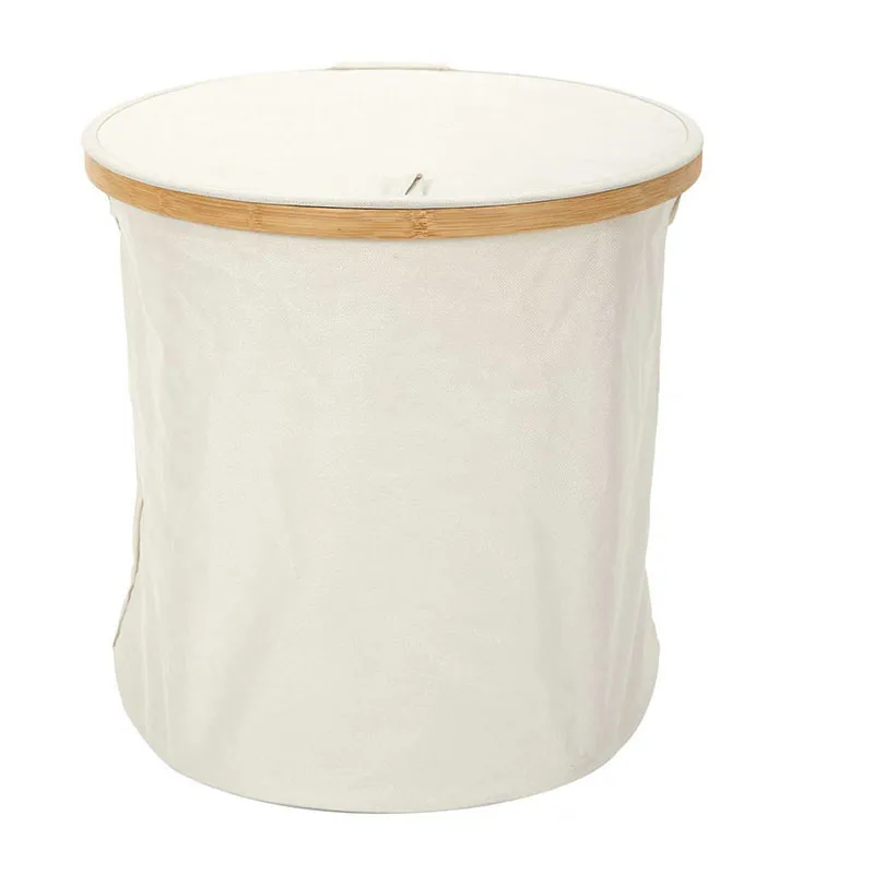 Panier de rangement Rond Bambou/Gris - 38x38x38cm-2