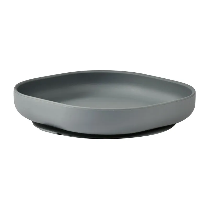 Assiette Silicone ventouse Mineral Grey - 6m+-0
