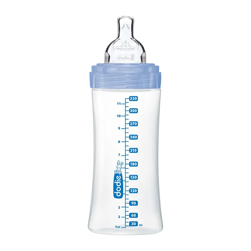 Bib anti-coliq. Tétine plate 330ml déb.3 Bleu Mer- 6m+-3