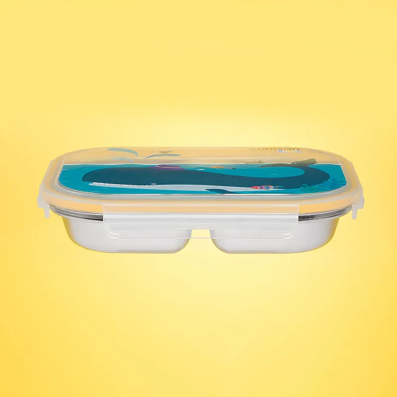 Assiette 2 compart. 850ml acier inox Baleine - 12m+-10