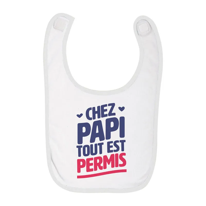 Bavoir Chez papi tout est permis - Gris-0