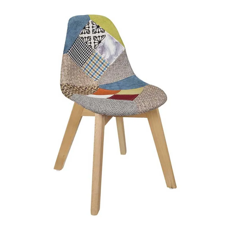 Chaise patchwork enfant Léonie Bleu - 33,5x35,5x58cm-0
