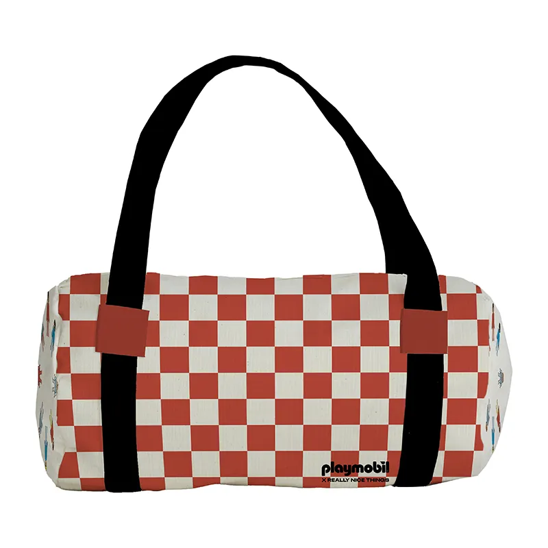 Sac Week-end Playmobil carreaux Rouge - 20x40x20cm-0