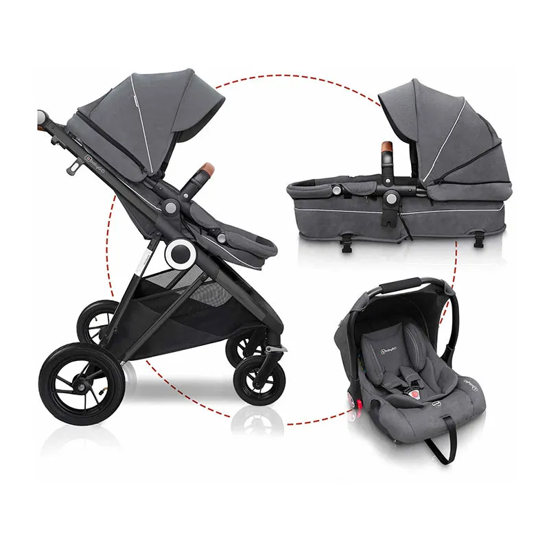 Trio Poussette transformable + Coque Halime Air Gris/Noir - 0m+-9