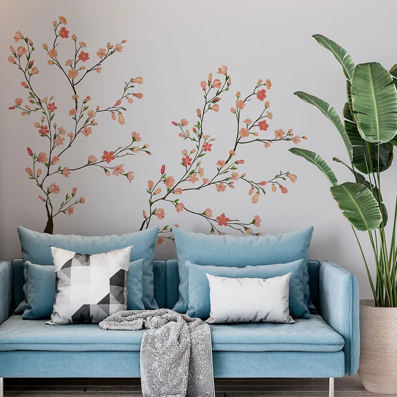 Stickers - Branches de fleurs Rose-1