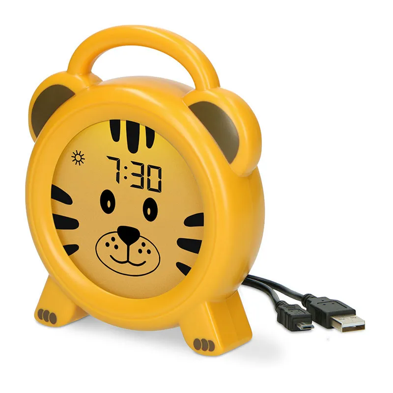 Réveil Pédagogique et Veilleuse Tigre - Jaune-4