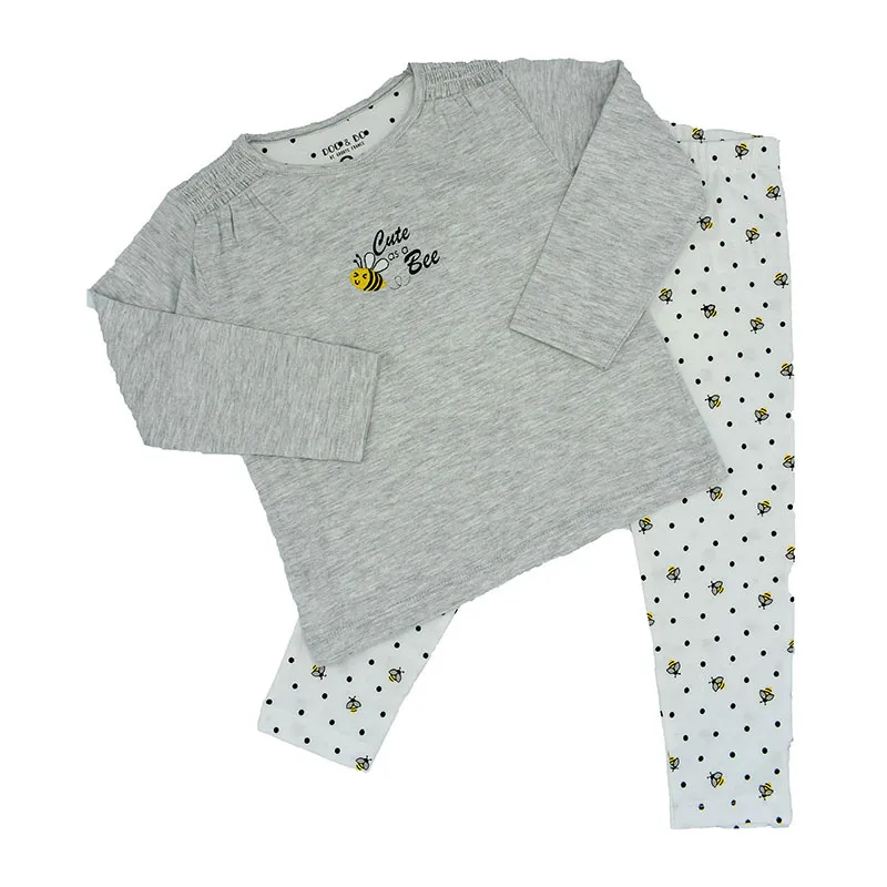 Pyjama ML Coton Bio Abeille - Gris-0