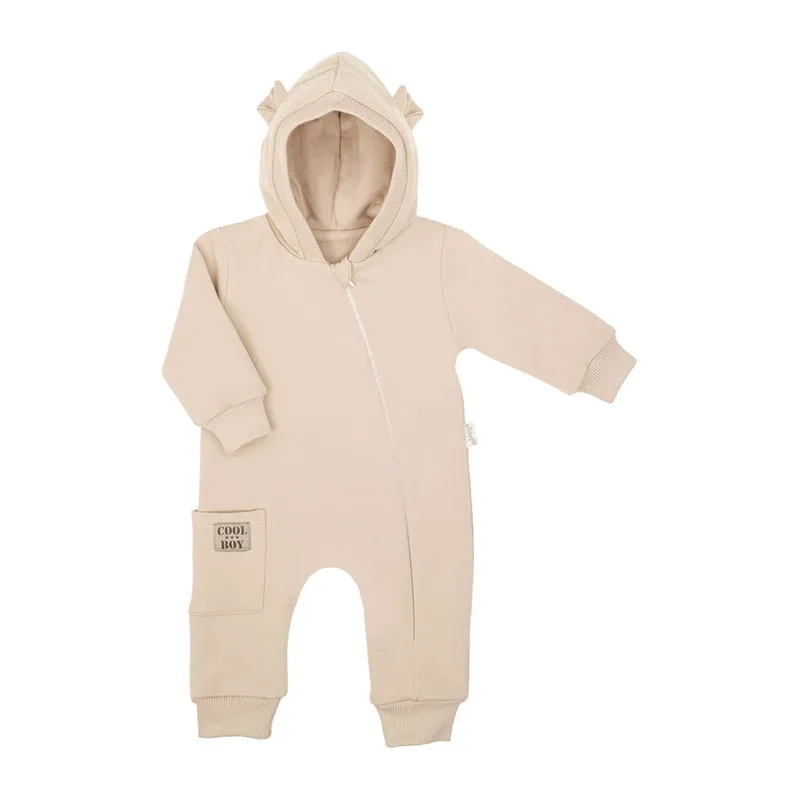 Combinaison à pieds avec oreilles Teddy - Beige-0