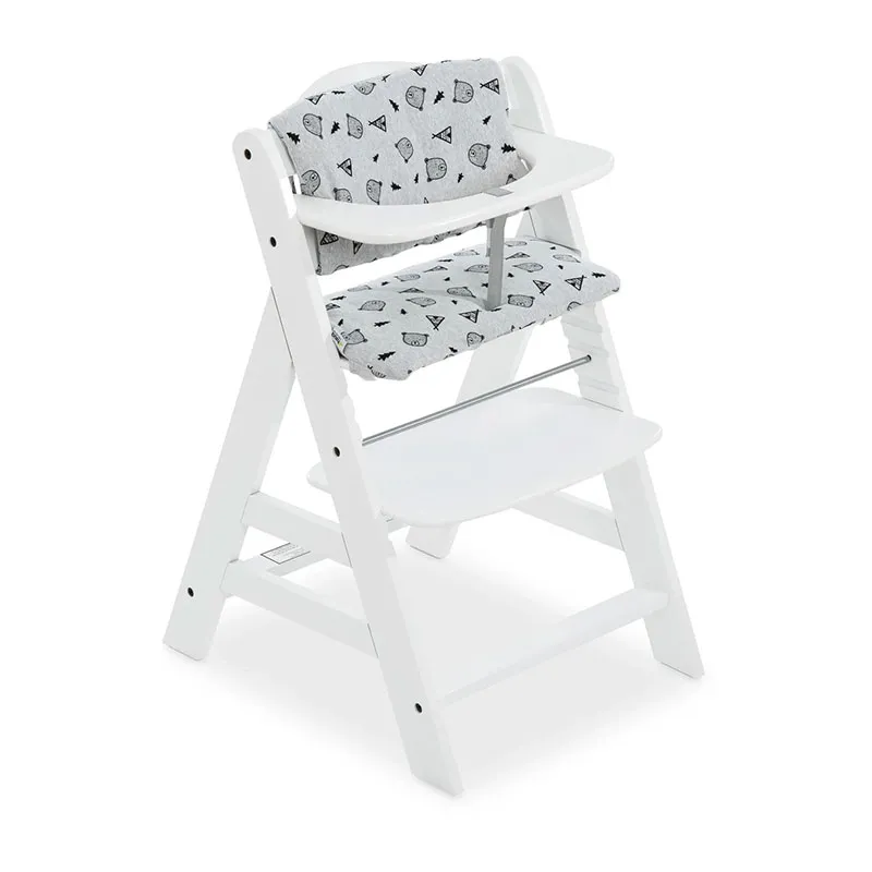 Chaise haute Alpha+ Grise + Tablette + Coussin d'assise - 0m+-14