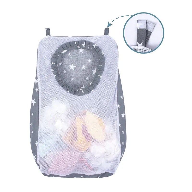 Sac à linge Étoiles Gris - 45x50cm-2