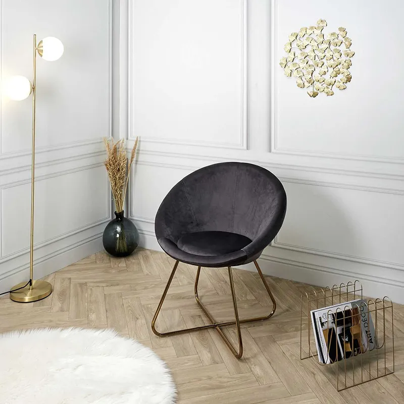 Fauteuil Karl velours Gris - 64x74cm-0