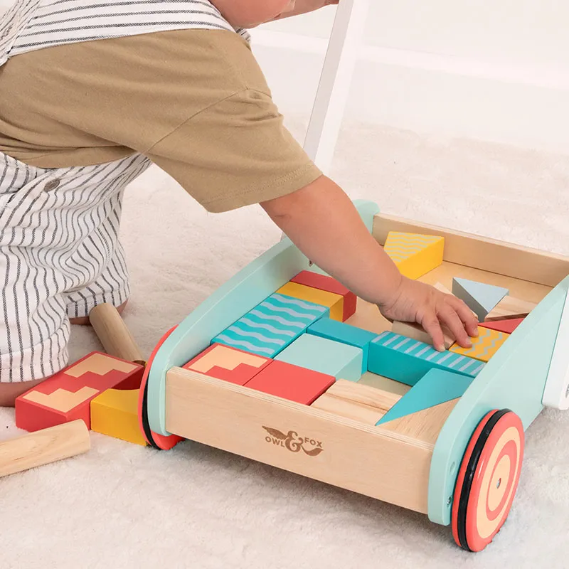 Chariot de marche + Cubes Bois Owl & Fox - 12m+-4
